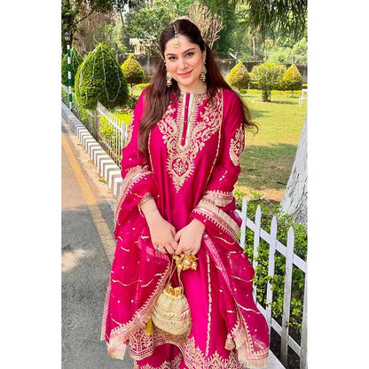 Sheetal Batra Guntas Sethi In Mahika - Hot Pink Long Kurta With Palazzo And Dupatta