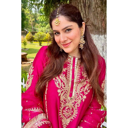 Sheetal Batra Guntas Sethi In Mahika - Hot Pink Long Kurta With Palazzo And Dupatta