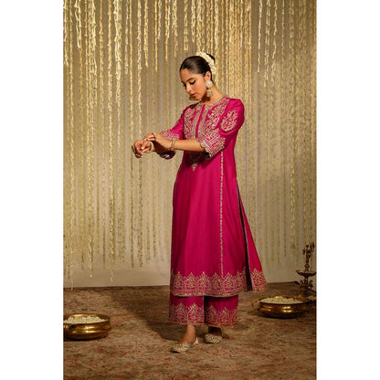 Sheetal Batra Guntas Sethi In Mahika - Hot Pink Long Kurta With Palazzo And Dupatta