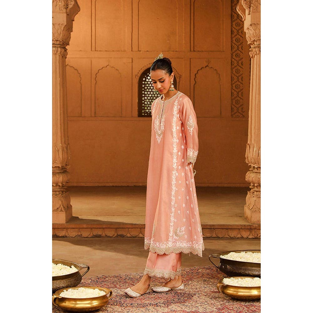 Sheetal Batra Yasna - Off Rose Long Kurta With Palazzo And Dupatta