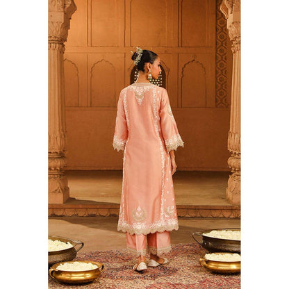 Sheetal Batra Yasna - Off Rose Long Kurta With Palazzo And Dupatta