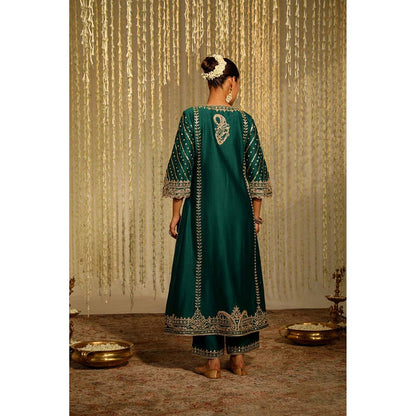 Sheetal Batra Sabirah - Emerald Green Long Kurta With Palazzo And Dupatta