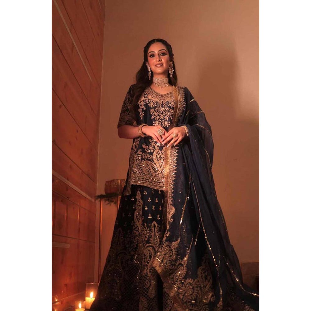 Sheetal Batra Aafiya - Deep Blue Kurta , Sharara And Dupatta Set