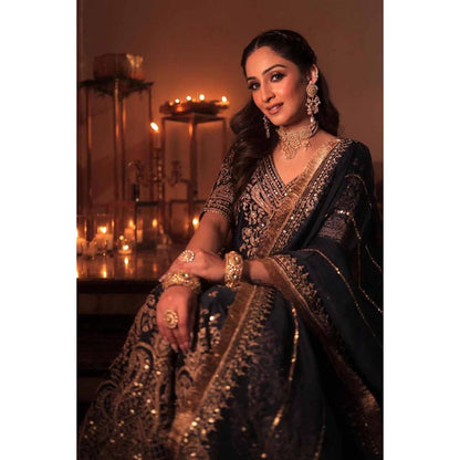 Sheetal Batra Aafiya - Deep Blue Kurta , Sharara And Dupatta Set