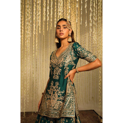 Sheetal Batra Aafiya - Emerald Green Kurta , Sharara And Dupatta Set