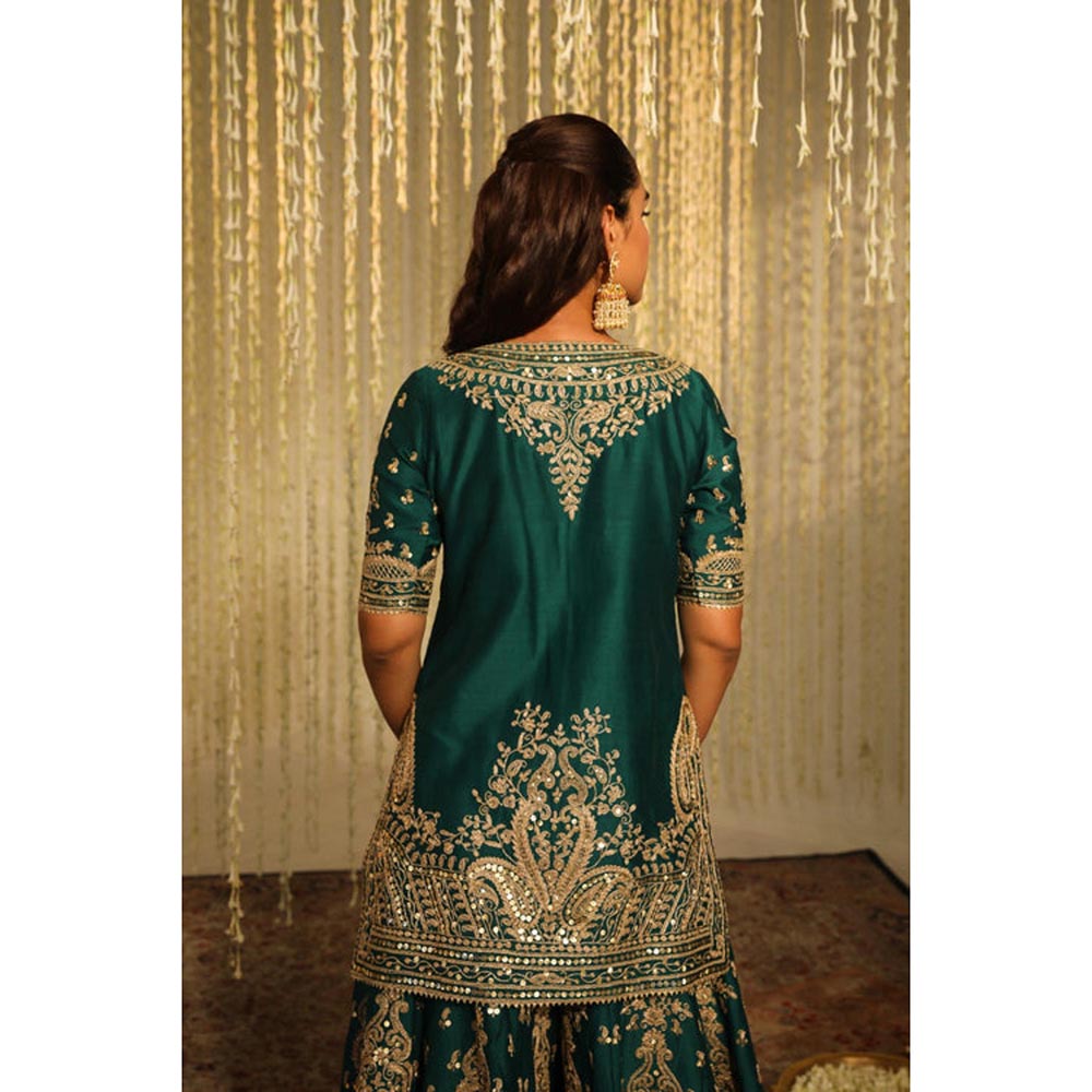 Sheetal Batra Aafiya - Emerald Green Kurta , Sharara And Dupatta Set