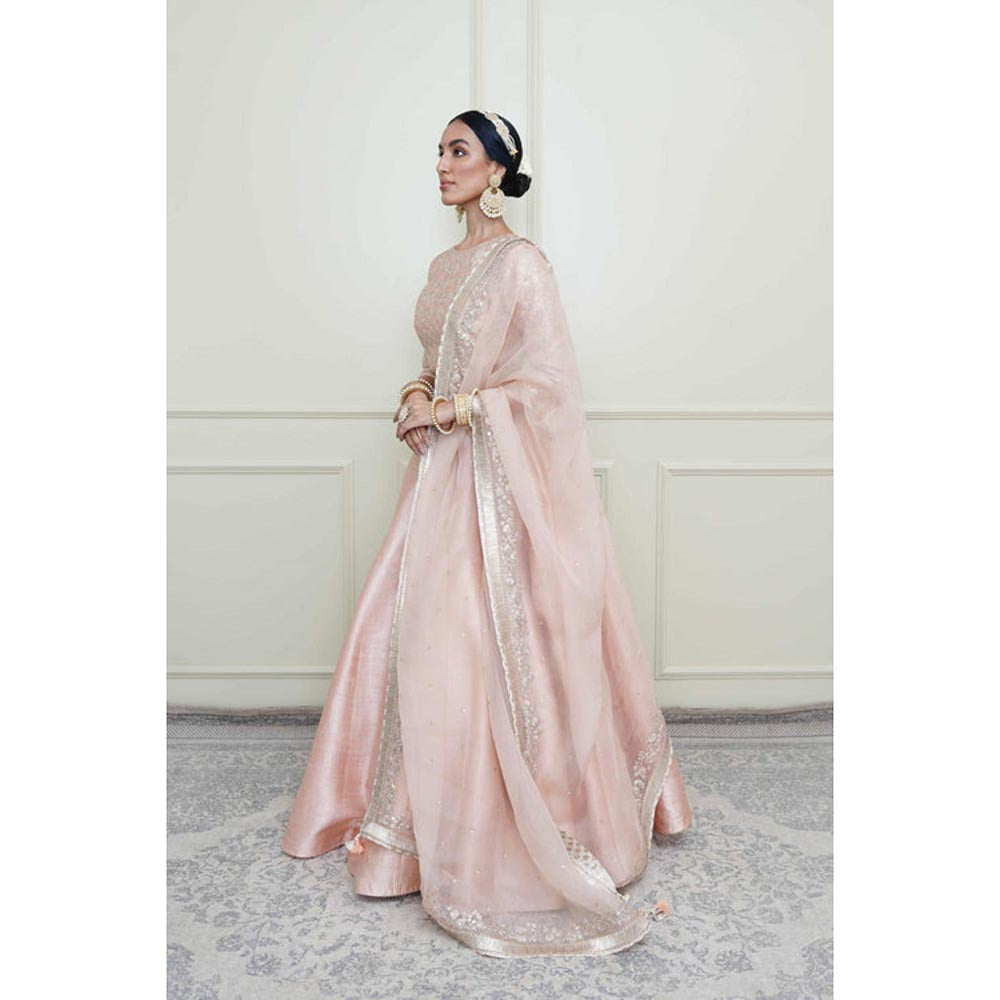 Sheetal Batra Aafiyah-Pearl Pink Tilla Embroidered Lehenga With Blouse And Dupatta Set