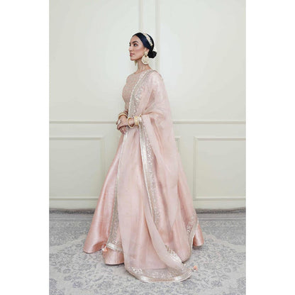 Sheetal Batra Aafiyah-Pearl Pink Tilla Embroidered Lehenga With Blouse And Dupatta Set