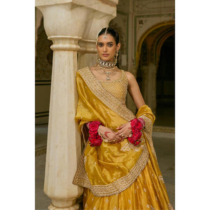 Sheetal Batra Aashina Mustard Lehenga With Blouse And Dupatta Set