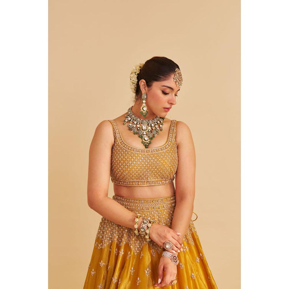 Sheetal Batra Aashina Mustard Lehenga With Blouse And Dupatta Set