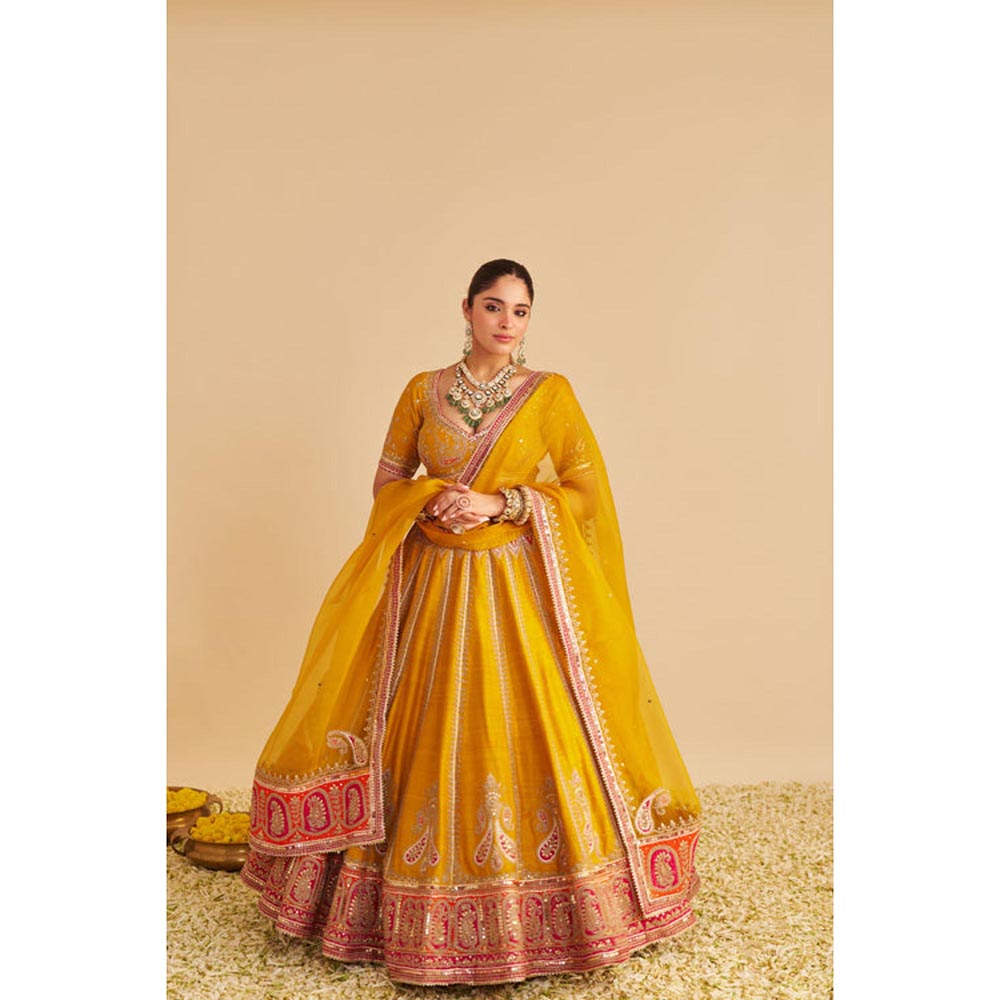 Sheetal Batra Amara - Mustard Lehenga With Blouse And Dupatta Set