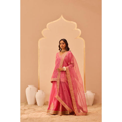 Sheetal Batra Faaiza - Flamingo Pink Kurta , Lehenga And Dupatta Set