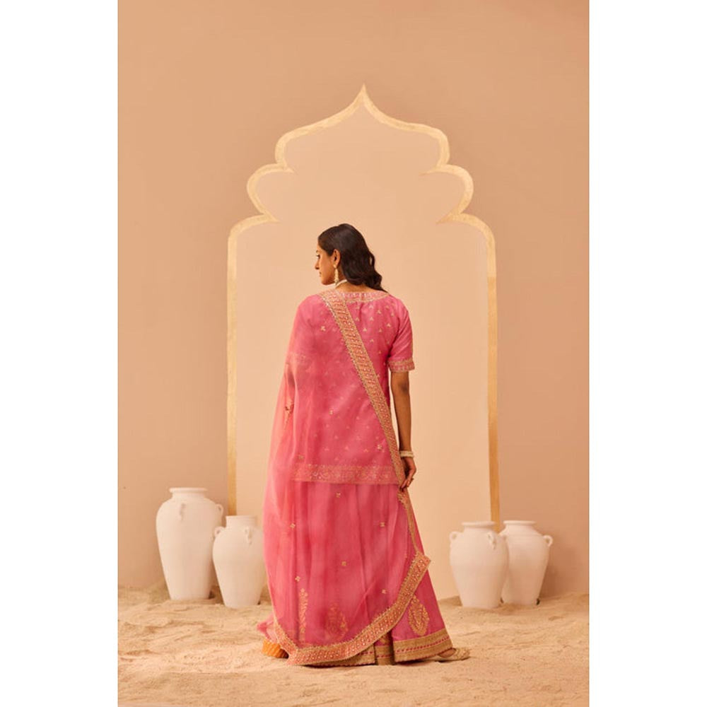 Sheetal Batra Faaiza - Flamingo Pink Kurta , Lehenga And Dupatta Set