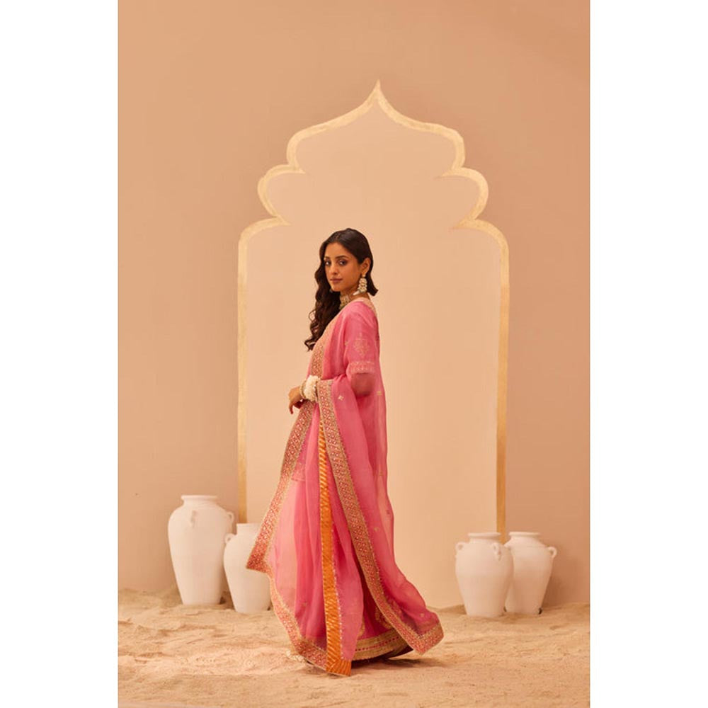 Sheetal Batra Faaiza - Flamingo Pink Kurta , Lehenga And Dupatta Set