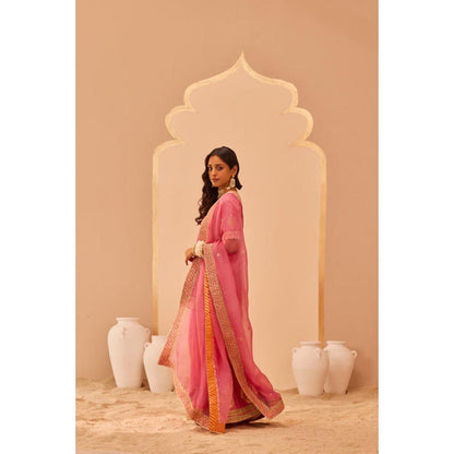 Sheetal Batra Faaiza - Flamingo Pink Kurta , Lehenga And Dupatta Set