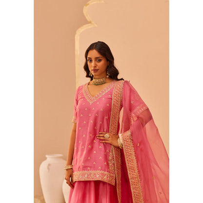 Sheetal Batra Faaiza - Flamingo Pink Kurta , Lehenga And Dupatta Set