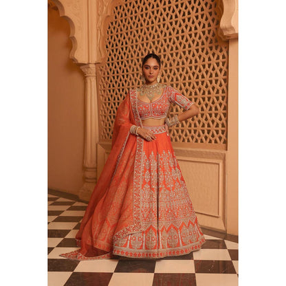 Sheetal Batra Faizah - Orange Lehenga With Blouse And Dupatta Set