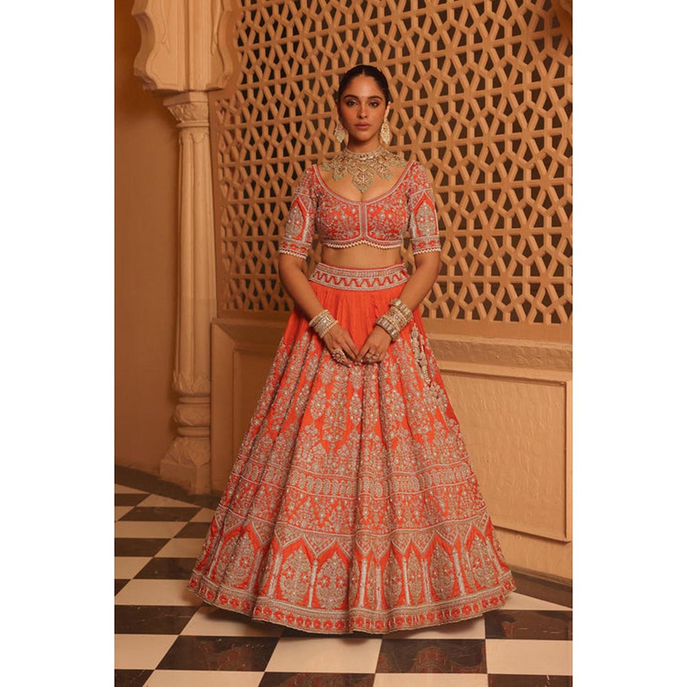 Sheetal Batra Faizah - Orange Lehenga With Blouse And Dupatta Set