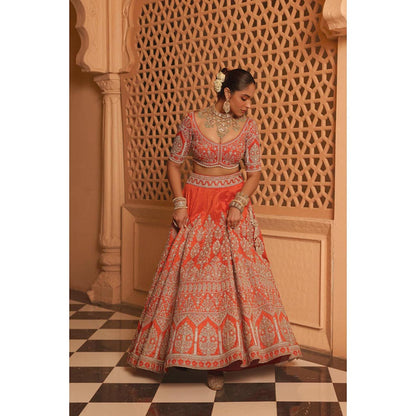 Sheetal Batra Faizah - Orange Lehenga With Blouse And Dupatta Set