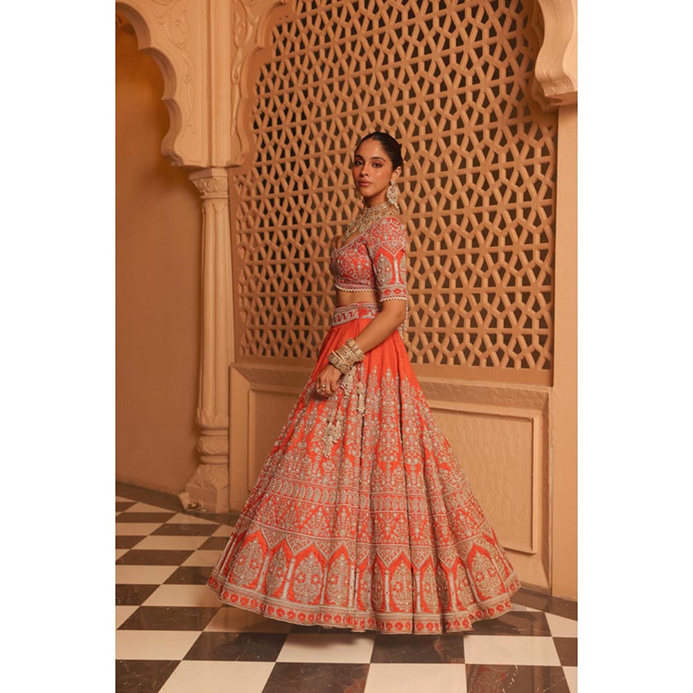 Sheetal Batra Faizah - Orange Lehenga With Blouse And Dupatta Set