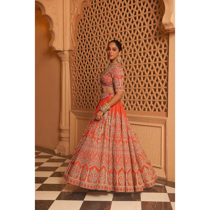Sheetal Batra Faizah - Orange Lehenga With Blouse And Dupatta Set