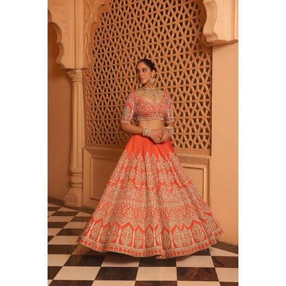 Sheetal Batra Faizah - Orange Lehenga With Blouse And Dupatta Set