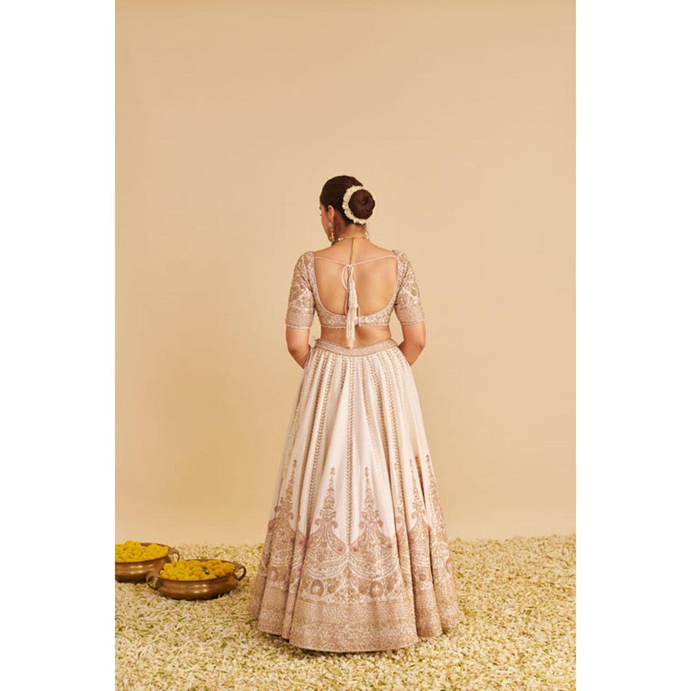 Sheetal Batra Farah Pure Silk Daisy Ivory Lehenga With Blouse And Dupatta Set