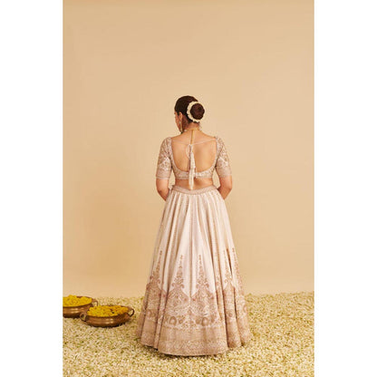 Sheetal Batra Farah Pure Silk Daisy Ivory Lehenga With Blouse And Dupatta Set