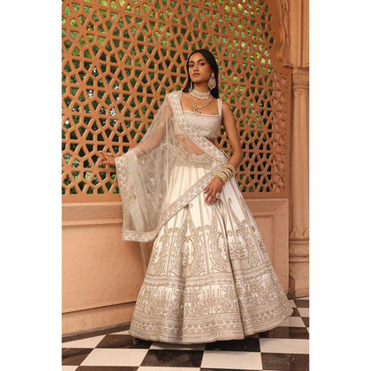 Sheetal Batra Iqra - Ivory Lehenga With Blouse And Dupatta Set
