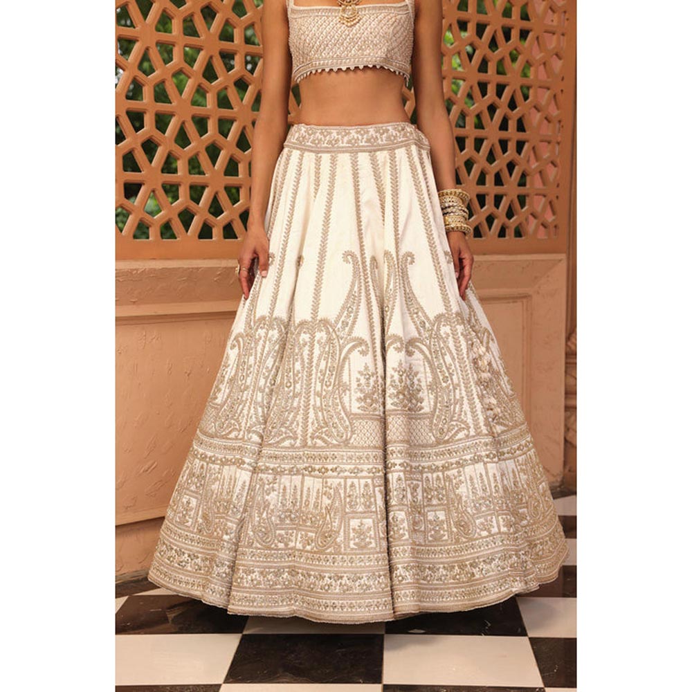 Sheetal Batra Iqra - Ivory Lehenga With Blouse And Dupatta Set