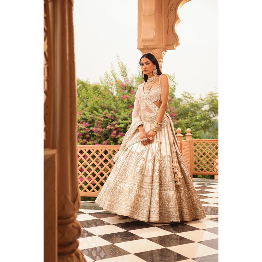Sheetal Batra Iqra - Ivory Lehenga With Blouse And Dupatta Set