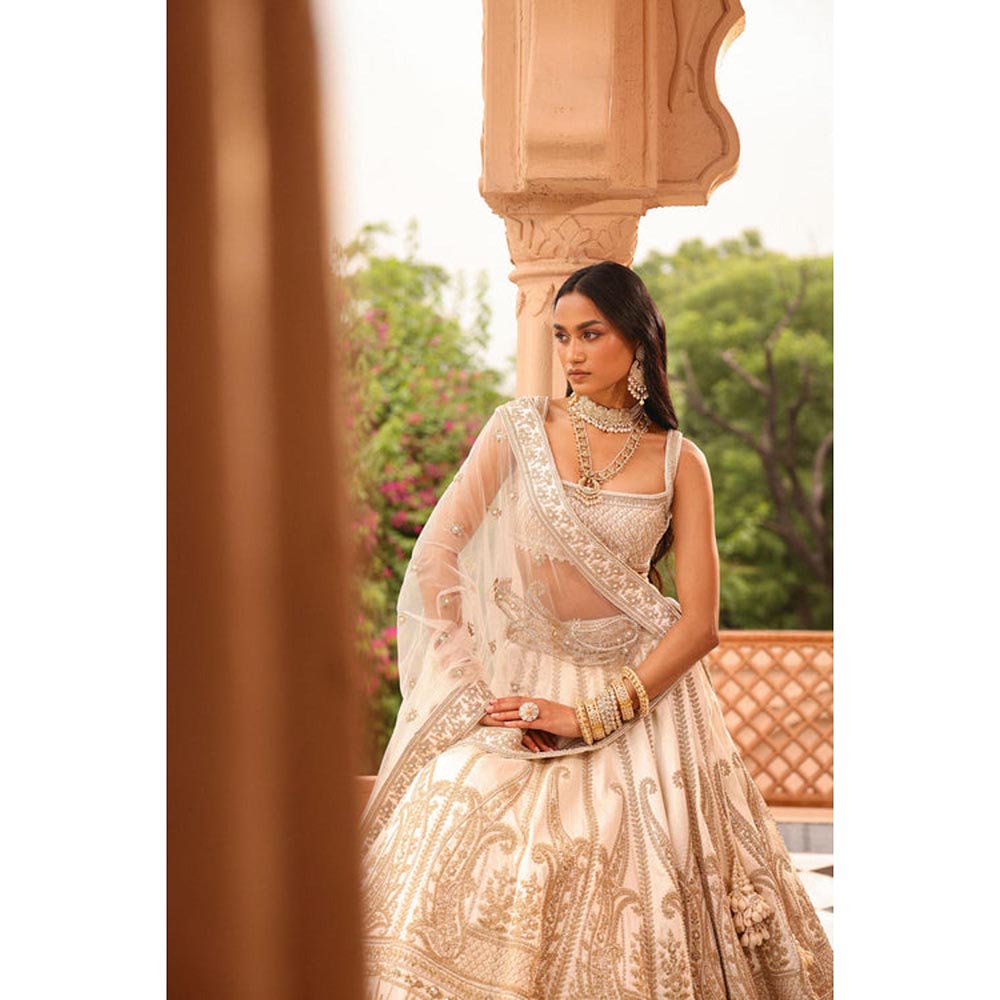 Sheetal Batra Iqra - Ivory Lehenga With Blouse And Dupatta Set