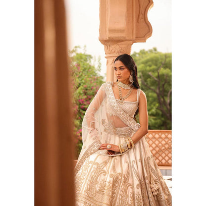 Sheetal Batra Iqra - Ivory Lehenga With Blouse And Dupatta Set