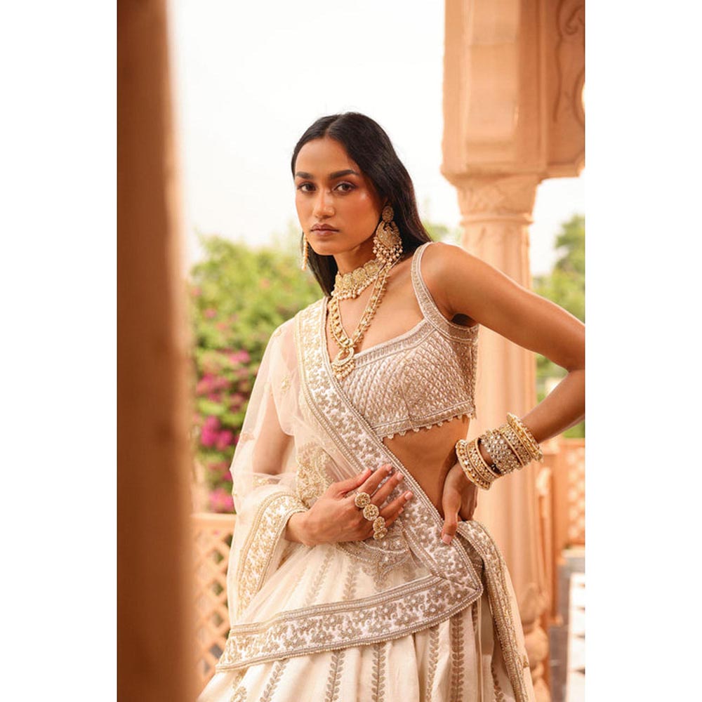Sheetal Batra Iqra - Ivory Lehenga With Blouse And Dupatta Set