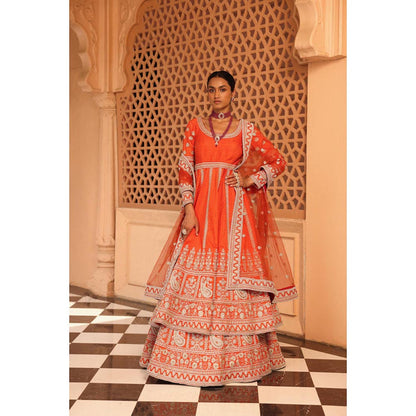 Sheetal Batra Mariyah - Orange Anarkali With Lehenga And Dupatta