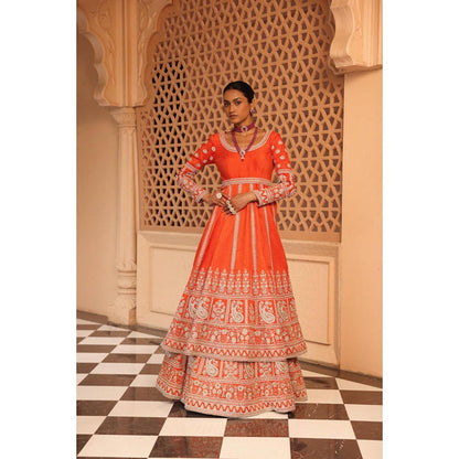 Sheetal Batra Mariyah - Orange Anarkali With Lehenga And Dupatta