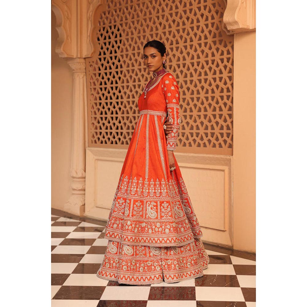 Sheetal Batra Mariyah - Orange Anarkali With Lehenga And Dupatta