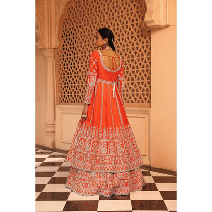 Sheetal Batra Mariyah - Orange Anarkali With Lehenga And Dupatta