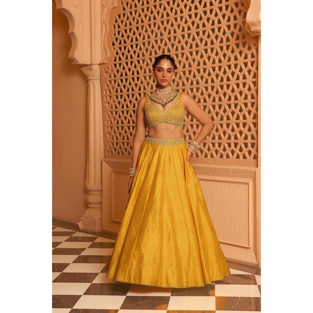 Sheetal Batra Mazhum - Mustard Lehenga With Blouse And Dupatta Set