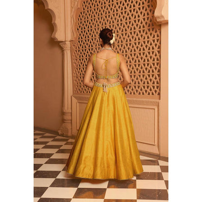 Sheetal Batra Mazhum - Mustard Lehenga With Blouse And Dupatta Set