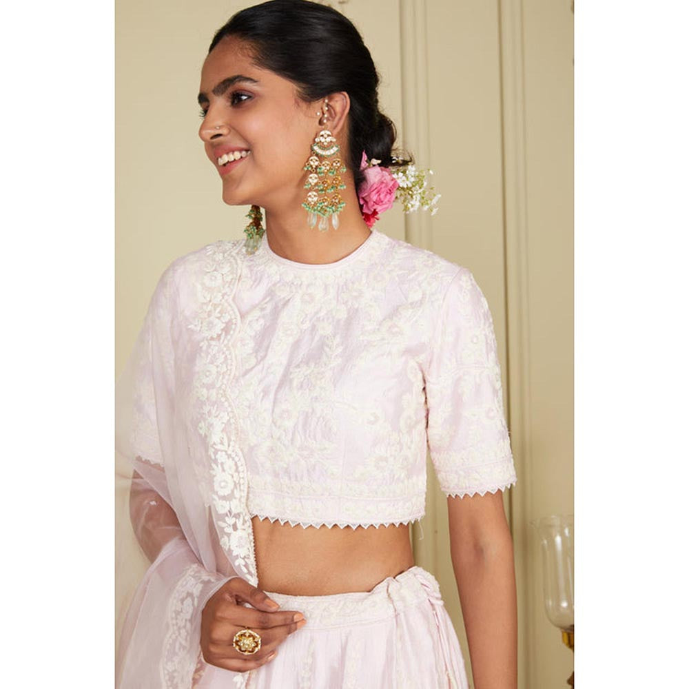 Sheetal Batra Myra - Pearl Blush Pink Lehenga With Blouse And Dupatta Set