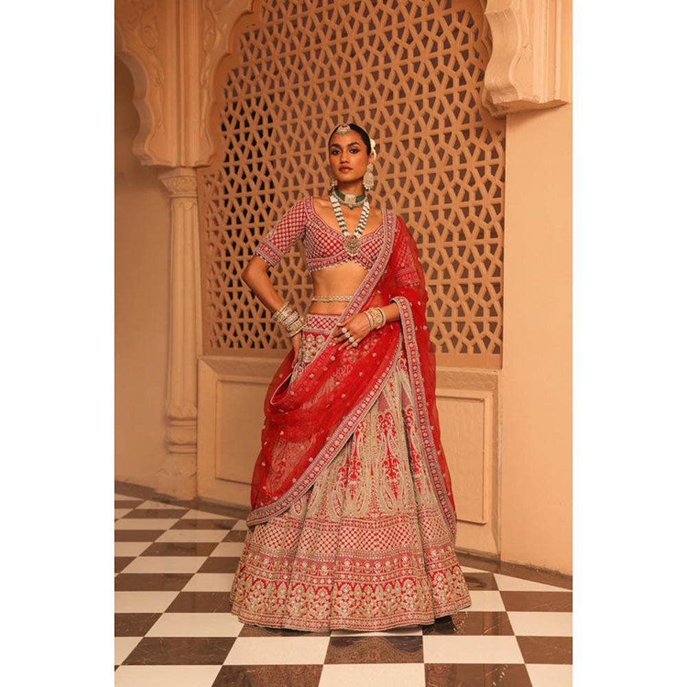 Sheetal Batra Naazreen - Red Lehenga With Blouse And Dupatta Set