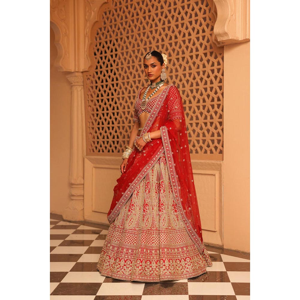 Sheetal Batra Naazreen - Red Lehenga With Blouse And Dupatta Set