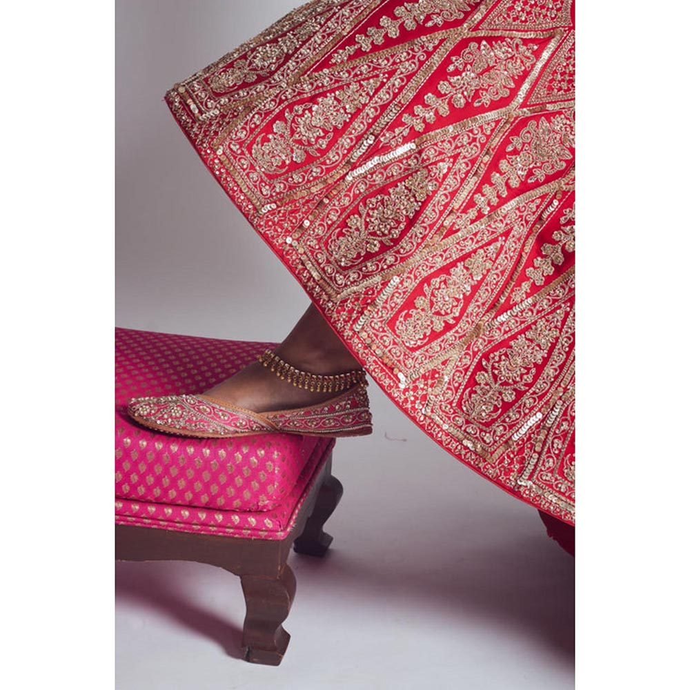 Sheetal Batra Pakeezah- Crimson Red Zardozi Lehenga , Blouse And Dupatta