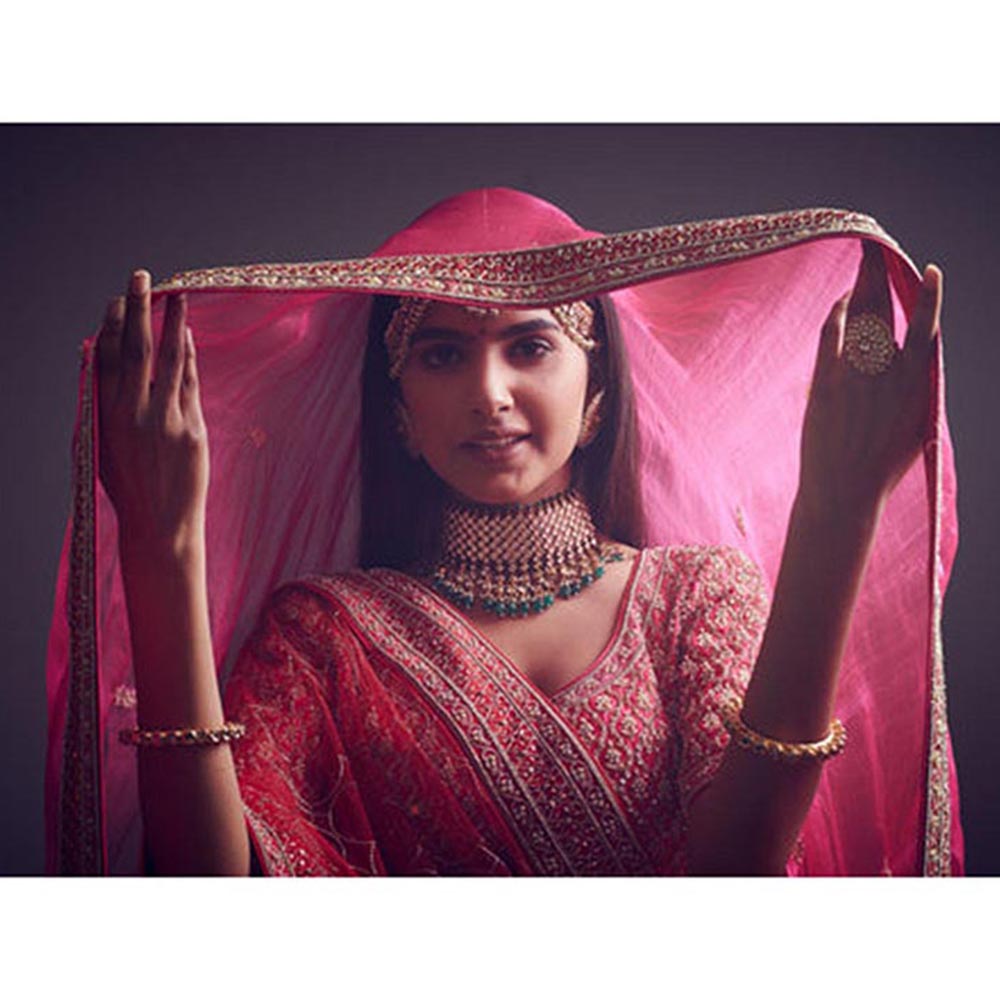 Sheetal Batra Pakeezah- Crimson Red Zardozi Lehenga , Blouse And Dupatta