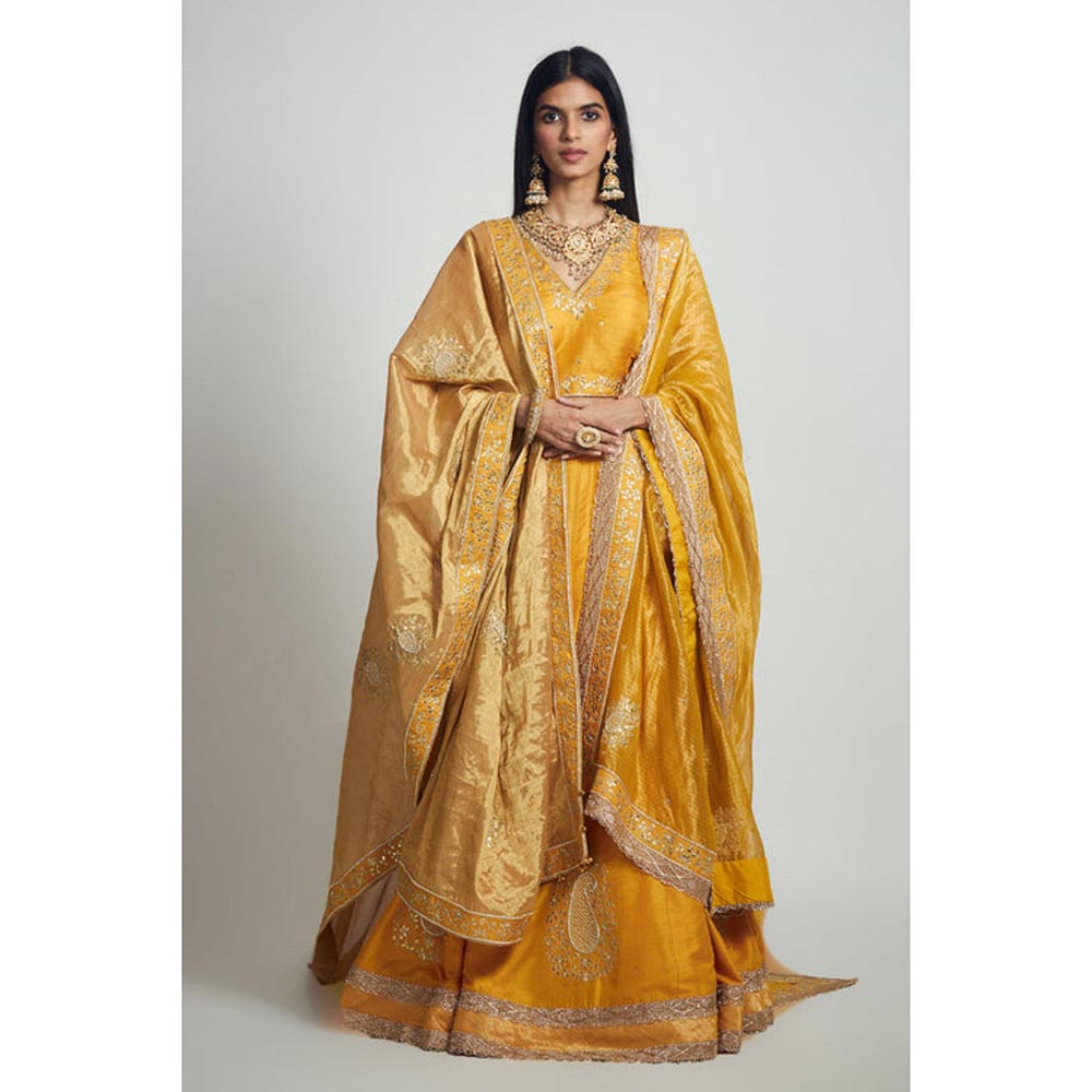 Sheetal Batra Razaana Mustard Gota Patti Lehenga With Blouse And Dupatta