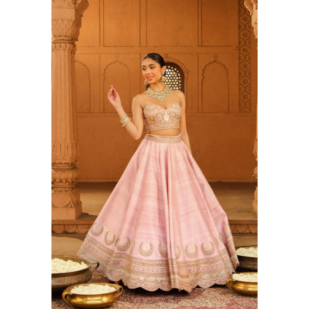 Sheetal Batra Razana - Blush Pink Lehenga With Blouse And Dupatta Set
