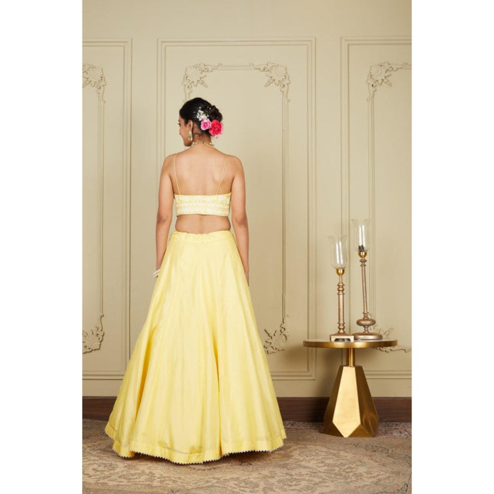 Sheetal Batra Samrina - Lemon Yellow Lehenga With Bustier Blouse And Dupatta Set