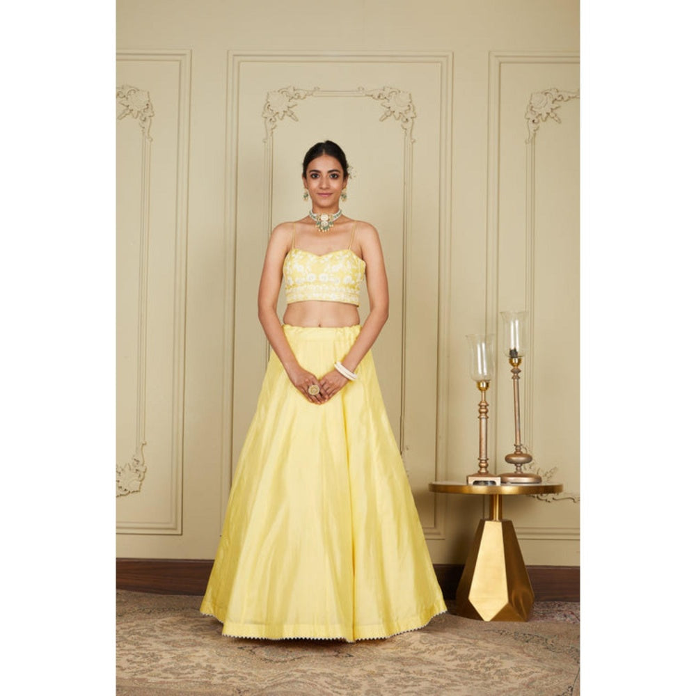 Sheetal Batra Samrina - Lemon Yellow Lehenga With Bustier Blouse And Dupatta Set