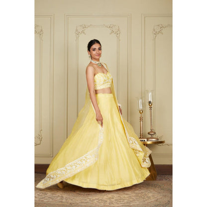 Sheetal Batra Samrina - Lemon Yellow Lehenga With Bustier Blouse And Dupatta Set